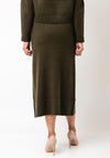 Oui Knit Aline Midi Skirt, Green
