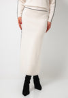 Oui Ribbed Knit Contrast Knitted Skirt, Cream