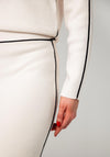 Oui Ribbed Knit Contrast Knitted Skirt, Cream