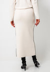 Oui Ribbed Knit Contrast Knitted Skirt, Cream