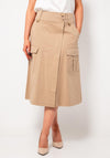 Oui Pocket Detail Midi Trench Skirt, Beige