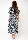 Oui Botanical Print Layered Midi Skirt, Navy