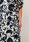 Oui Botanical Print Layered Midi Skirt, Navy