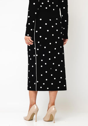 Oui Dot Knit Midi Dress, Black
