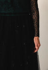 Oui Embellished Tulle Midi Skirt, Black