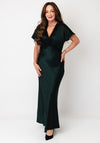Oui Satin Lace Trim Maxi Dress, Green