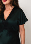 Oui Satin Lace Trim Maxi Dress, Green