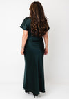 Oui Satin Lace Trim Maxi Dress, Green