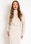 Oui Turtleneck Knitted Sweater, Light Beige