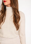 Oui Turtleneck Knitted Sweater, Light Beige