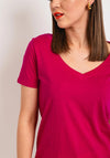 Oui Cari V Neck Top, Aura Red
