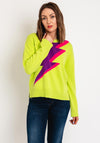 Oui Lightning Bolt Knit Sweater, Lime Green