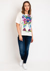 Oui Flower Vase Print Cotton T-Shirt, Off- White