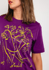 Oui Sequin Print Cotton T-Shirt, Violet