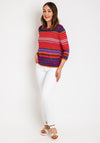 Oui Striped Liene Knit Jumper, Pink Multi