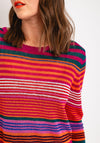 Oui Striped Liene Knit Jumper, Pink Multi
