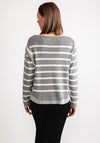 OUI Striped Oui Logo Jumper, Grey