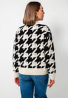 Oui Metallic Star Print Cardigan, Black and Beige