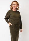 Oui Cropped Wool Knit Jumper, Khaki Green