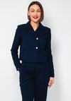 Oui Single Breasted Short Blazer, Navy