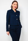 Oui Single Breasted Short Blazer, Navy