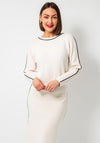 Oui Contrast Piped Ribbed Sweater, Cream