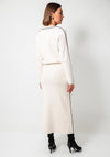 Oui Contrast Piped Ribbed Sweater, Cream