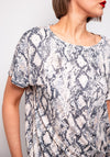 Oui Snake Print Jersey Tie Trim Top, Beige Multi