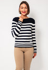 Oui Striped Knit Jumper, Navy and White
