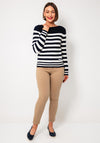 Oui Striped Knit Jumper, Navy and White