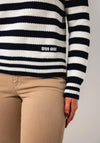 Oui Striped Knit Jumper, Navy and White