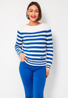Oui Striped Knit Jumper, Blue and White