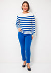 Oui Striped Knit Jumper, Blue and White