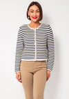 Oui Striped Buttoned Knit Cardigan, Navy and Cream