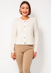 Oui Striped Buttoned Knit Cardigan, Beige and Cream