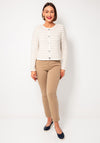 Oui Striped Buttoned Knit Cardigan, Beige and Cream
