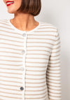 Oui Striped Buttoned Knit Cardigan, Beige and Cream