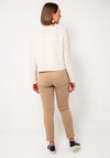 Oui Striped Buttoned Knit Cardigan, Beige and Cream