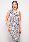 Oui Snake Skin Wide Knit Vest Top, Grey