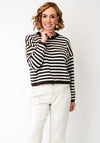 Oui Knitted Striped Jumper, Brown and White