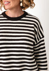 Oui Knitted Striped Jumper, Brown and White