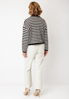 Oui Knitted Striped Jumper, Brown and White