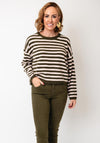 Oui Striped Soft Wool Knit Jumper, Green & Pink
