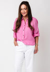 Oui Linen Short Sleeve Blouse, Pink