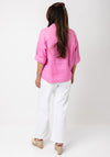 Oui Linen Short Sleeve Blouse, Pink