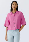 Oui Linen Short Sleeve Blouse, Pink