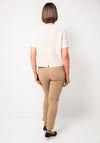 Oui Embellished Striped Short Sleeve Jumper, Beige
