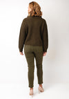 Oui Rib Knit Half Zip Jumper, Khaki