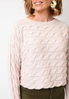 Oui Sirah Cable Knit Crop Jumper, Pink