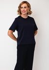 Oui Cotton Embroidered Round Neck T-Shirt, Navy